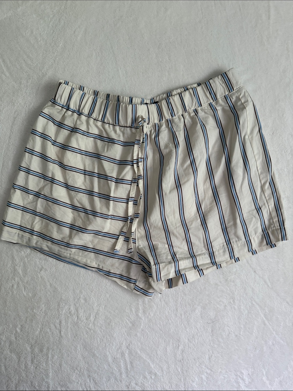 ASOS Striped Drawstring Lounge Shorts - Cream and Blue